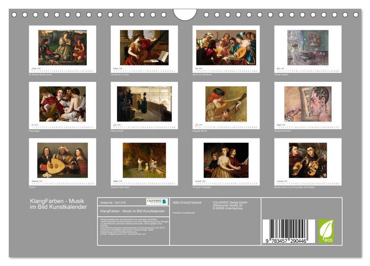 Produktbild: KlangFarben - Musik im Bild Kunstkalender (Wandkalender 2026 DIN A4 quer), CALVENDO Monatskalender