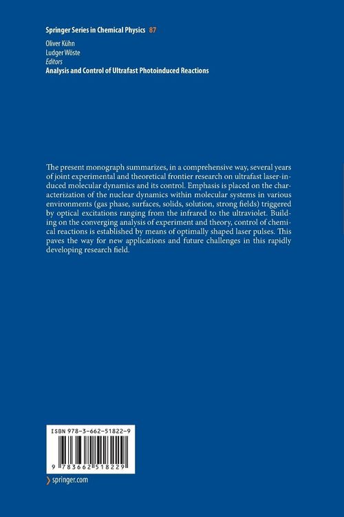 Produktbild: Analysis and Control of Ultrafast Photoinduced Reactions