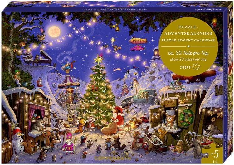 Produktbild: Puzzle-Adventskalender &ndash; Weihnachtsmarkt der Tiere