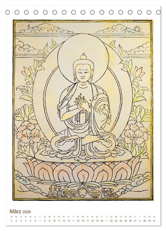Produktbild: Mit Buddha durchs Jahr: historische Zeichnungen (Tischkalender 2026 DIN A5 hoch), CALVENDO Monatskalender