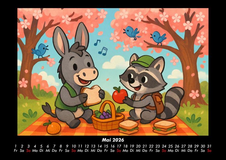 Produktbild: Huf & Rocco Abenteuer durchs Jahr 2026 Fotokalender DIN A3