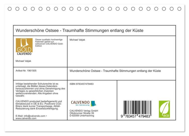 Produktbild: Wundersch&ouml;ne Ostsee - Traumhafte Stimmungen entlang der K&uuml;ste (Tischkalender 2026 DIN A5 quer), CALVENDO Monatskalender