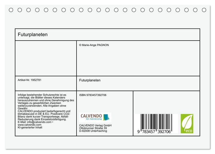 Produktbild: Futurplaneten (Tischkalender 2026 DIN A5 quer), CALVENDO Monatskalender