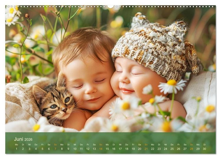 Produktbild: Zauberhafte Babys. S&uuml;&szlig;e Momente mit niedlichen Tieren (hochwertiger Premium Wandkalender 2026 DIN A2 quer), Kunstdruck in Hochglanz