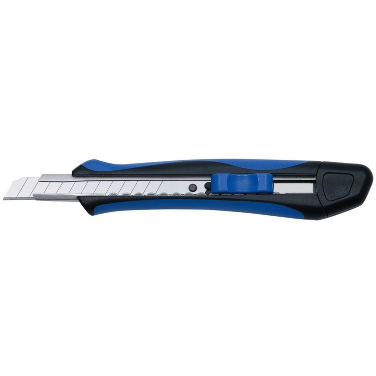 Produktbild: Cutter Profi Premium 9mm inklusive 2 Ersatzklingen schwarz/blau 13,7x2,4x1,5cm