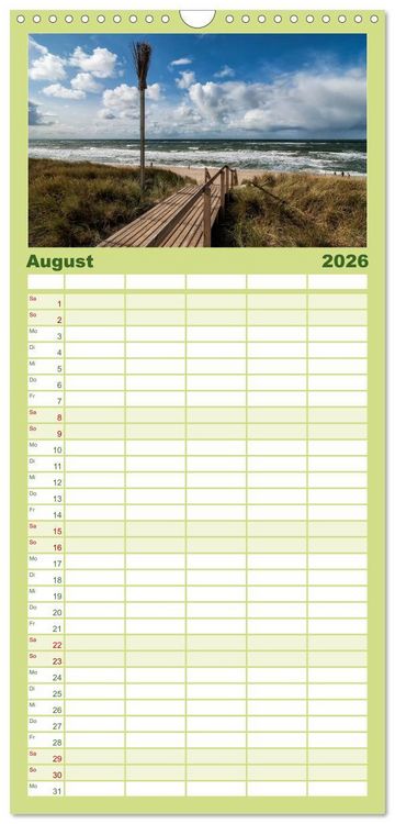 Produktbild: Familienplaner 2026 - Sylt - Bilder einer Insel mit 5 Spalten (Wandkalender, 21 x 45 cm) CALVENDO