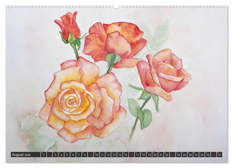 Produktbild: Blumenbilder in Aquarell (Wandkalender 2026 DIN A2 quer), CALVENDO Monatskalender