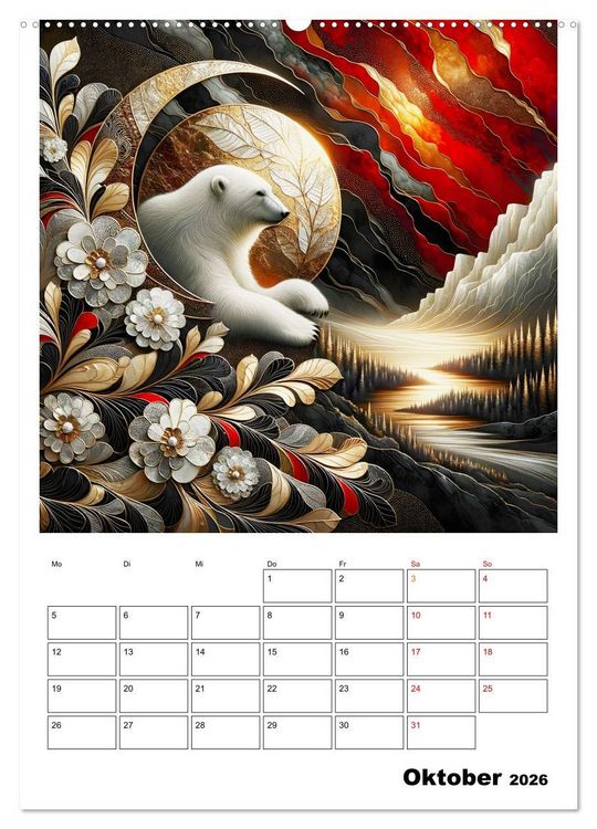 Produktbild: Tierische Mondlichtmagie (Wandkalender 2026 DIN A2 hoch), CALVENDO Monatskalender