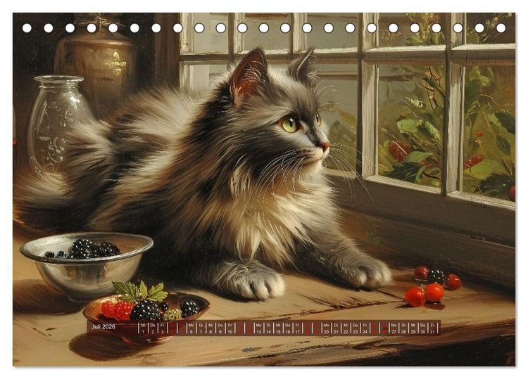 Produktbild: Nostalgische Samtpfoten (Tischkalender 2026 DIN A5 quer), CALVENDO Monatskalender