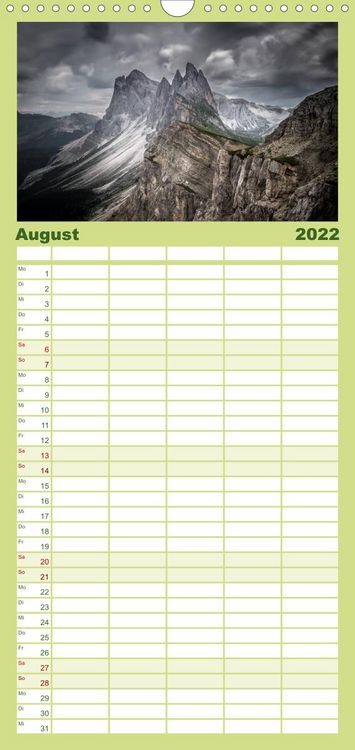 Produktbild: Familienplaner Meine Sicht der Alpen (Wandkalender 2022 , 21 cm x 45 cm, hoch)