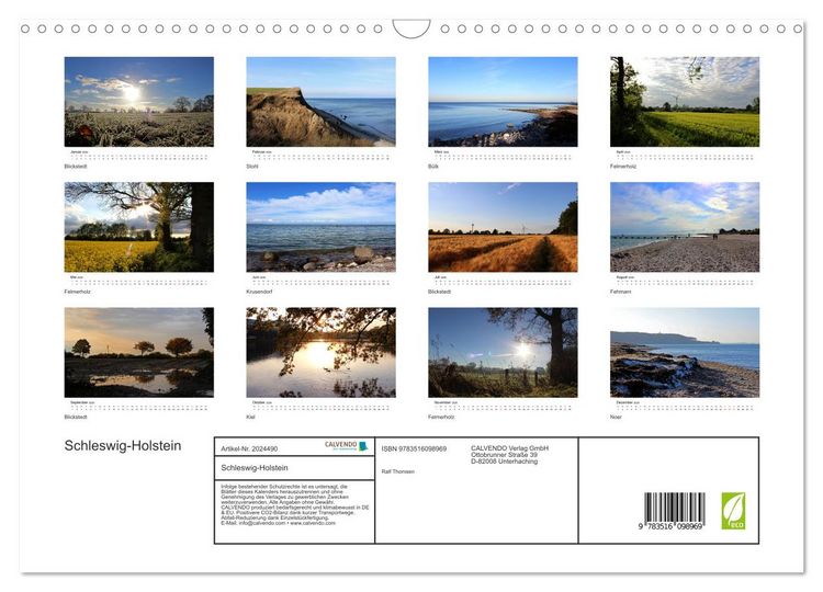 Produktbild: Schleswig-Holstein (Wandkalender 2026 DIN A3 quer), CALVENDO Monatskalender