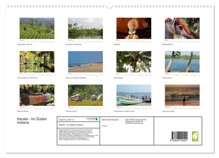 Produktbild: Kerala - Im S&uuml;den Indiens (hochwertiger Premium Wandkalender 2026 DIN A2 quer), Kunstdruck in Hochglanz