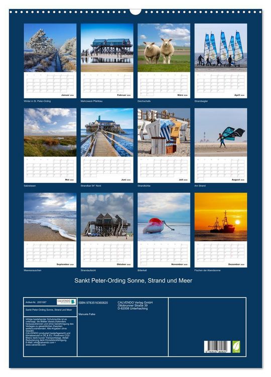 Produktbild: Sankt Peter-Ording Sonne, Strand und Meer (Wandkalender 2026 DIN A2 hoch), CALVENDO Monatskalender
