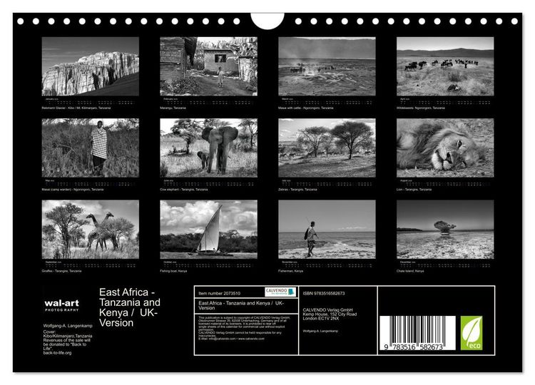 Produktbild: East Africa - Tanzania and Kenya / UK-Version (Wall Calendar 2026 DIN A4 landscape), CALVENDO 12 Month Wall Calendar