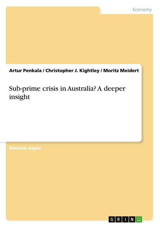 Produktbild: Sub-prime crisis in Australia? A deeper insight