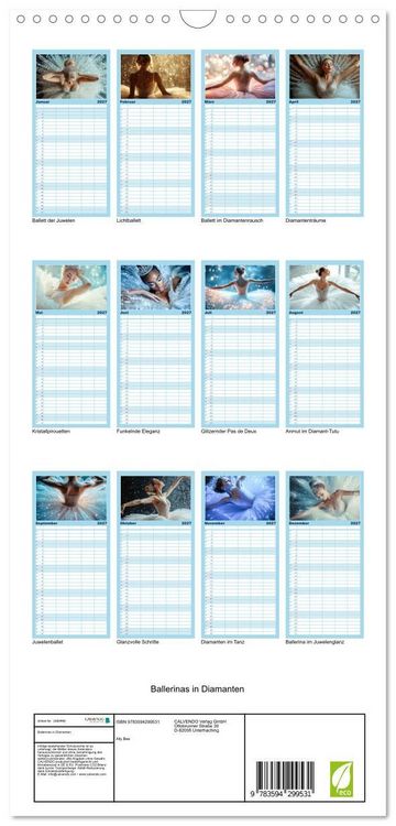 Produktbild: Familienplaner 2027 - Ballerinas in Diamanten mit 5 Spalten (Wandkalender, 21 x 45 cm) CALVENDO
