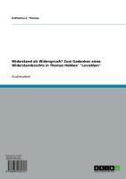 Produktbild: Widerstand als Widerspruch? Zum Gedanken eines Widerstandsrechts in Thomas Hobbes' "Leviathan"