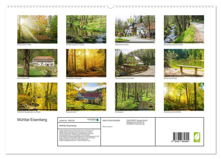 Produktbild: M&uuml;hltal Eisenberg (hochwertiger Premium Wandkalender 2026 DIN A2 quer), Kunstdruck in Hochglanz