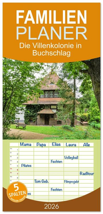 Produktbild: Familienplaner 2026 - Die Villenkolonie in Buchschlag mit 5 Spalten (Wandkalender, 21 x 45 cm) CALVENDO