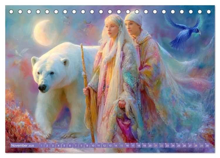 Produktbild: Paradiesische Welt - Fantasiewerke (Tischkalender 2026 DIN A5 quer), CALVENDO Monatskalender