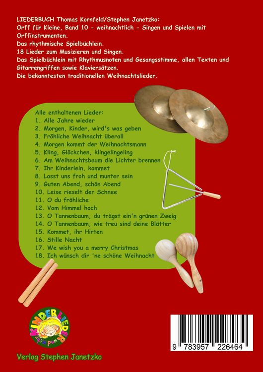 Produktbild: Orff f&uuml;r Kleine, Band 10 - weihnachtlich - Singen und Spielen mit Orffinstrumenten