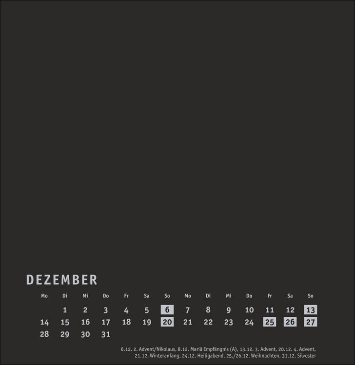 Produktbild: Premium-Bastelkalender schwarz groß 2026
