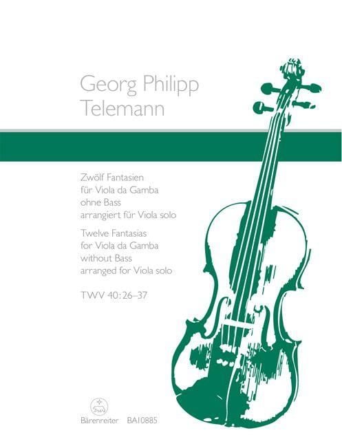 Produktbild: 12 Fantasien f&uuml;r Viola da gamba solo TWV 40: 26-37 (arrangiert f&uuml;r Viola solo)