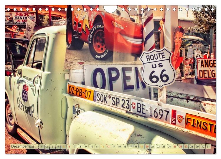 Produktbild: Nostalgie auf 2451 Meilen - Route 66 (Wandkalender 2026 DIN A4 quer), CALVENDO Monatskalender