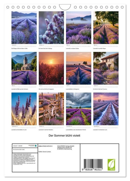 Produktbild: Der Sommer bl&uuml;ht violett (Wandkalender 2027 DIN A4 hoch), CALVENDO Monatskalender