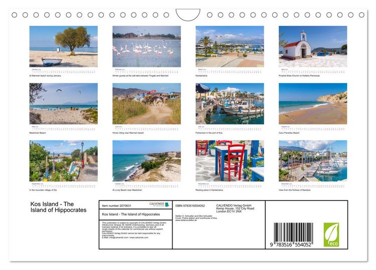 Produktbild: Kos Island - The Island of Hippocrates (Wall Calendar 2026 DIN A4 landscape), CALVENDO 12 Month Wall Calendar