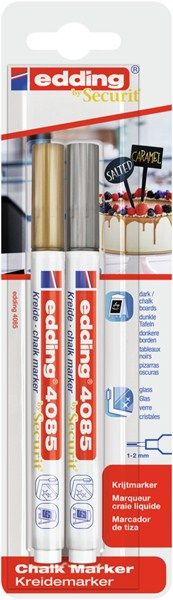 Produktbild: edding Kreidemarker 4085 gold silber 1-2mm 2 St&uuml;ck