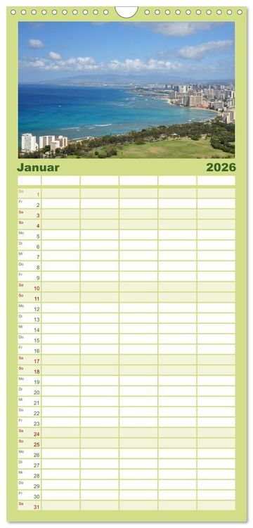 Produktbild: Familienplaner 2026 - Hawaii - Land of Aloha mit 5 Spalten (Wandkalender, 21 x 45 cm) CALVENDO