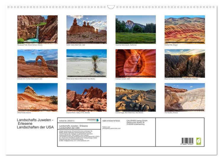 Produktbild: Landschafts Juwelen - Erlesene Landschaften der USA (Wandkalender 2026 DIN A2 quer), CALVENDO Monatskalender
