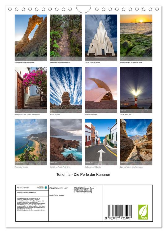 Produktbild: Teneriffa - Die Perle der Kanaren (Wandkalender 2026 DIN A4 hoch), CALVENDO Monatskalender