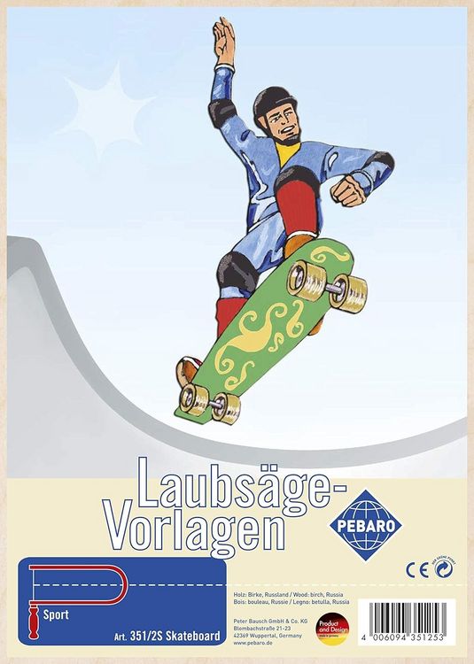Produktbild: PEBARO 351/2S - Laubs&auml;gevorlage Skateboard, 1 Platte, Gr&ouml;&szlig;e DIN A4