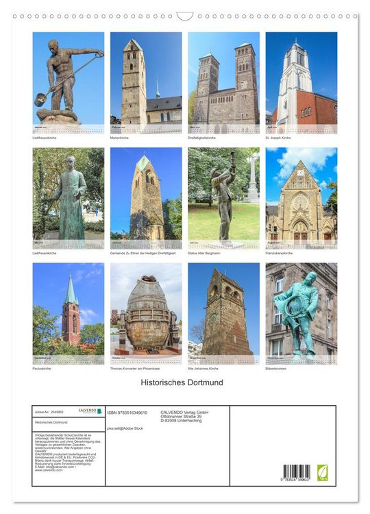 Produktbild: Historisches Dortmund (Wandkalender 2026 DIN A2 hoch), CALVENDO Monatskalender