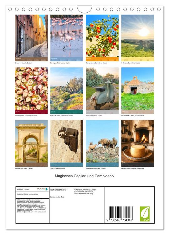 Produktbild: Magisches Cagliari und Campidano (Wandkalender 2026 DIN A4 hoch), CALVENDO Monatskalender