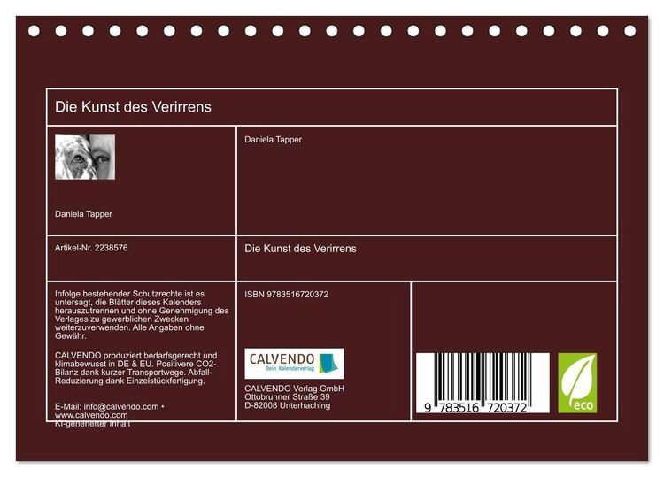Produktbild: Die Kunst des Verirrens (Tischkalender 2026 DIN A5 quer), CALVENDO Monatskalender