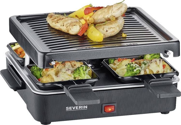 Produktbild: Severin 2370 Raclette Antihaftbeschichtung, 4 Pf&auml;nnchen, Grillfunktion Schwarz