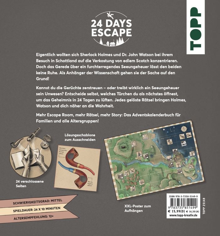 Produktbild: 24 DAYS ESCAPE &ndash; Der Escape Room Adventskalender: Sherlock Holmes und das schottische Seeungeheuer