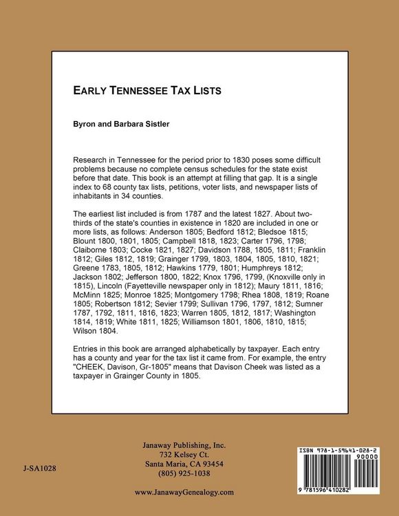 Produktbild: Early Tennessee Tax Lists