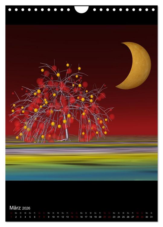 Produktbild: Fantasieb&auml;ume im Mondschein (Wandkalender 2026 DIN A4 hoch), CALVENDO Monatskalender