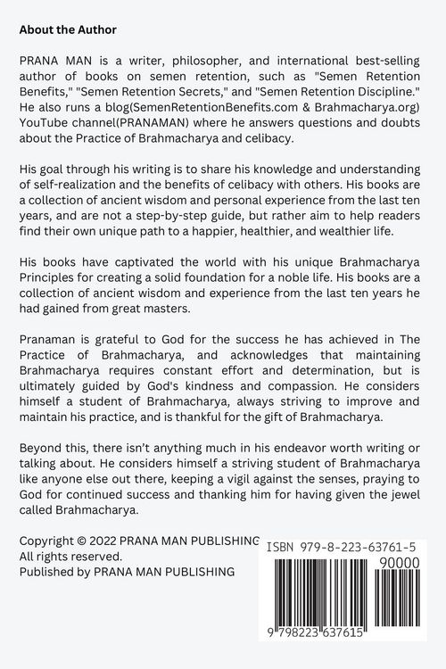 Produktbild: Semen Retention Benefits- Hidden Benefits I Wish I'd Known Earlier. Rediscover Masculinity, Physical, Mental & Spiritual Vitality-Brahmacharya Vol-1