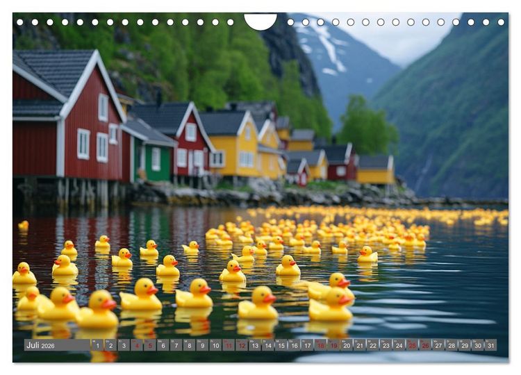 Produktbild: Gummienten auf Weltreise (Wandkalender 2026 DIN A4 quer), CALVENDO Monatskalender