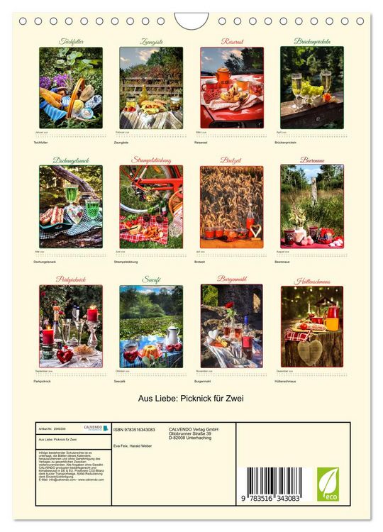 Produktbild: Aus Liebe: Picknick f&uuml;r Zwei (Wandkalender 2026 DIN A4 hoch), CALVENDO Monatskalender