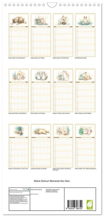 Produktbild: Familienplaner 2027 - Kleine Schnurr-Momente f&uuml;rs Herz mit 5 Spalten (Wandkalender, 21 x 45 cm) CALVENDO