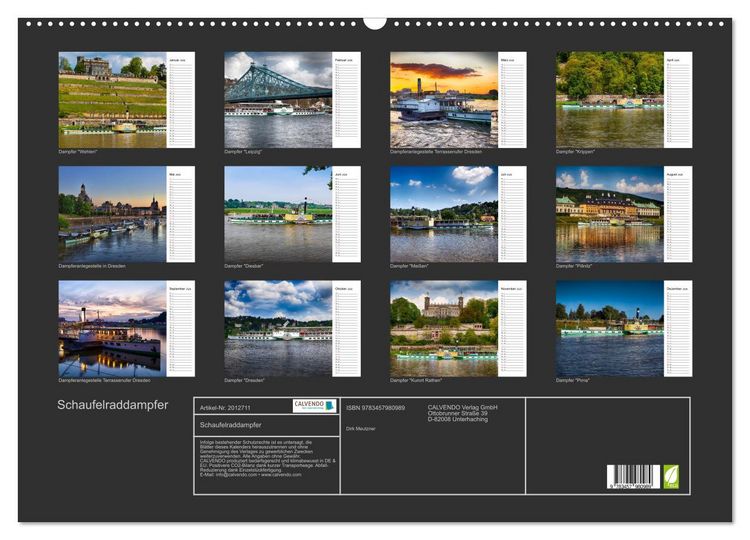 Produktbild: Schaufelraddampfer (Wandkalender 2026 DIN A2 quer), CALVENDO Monatskalender