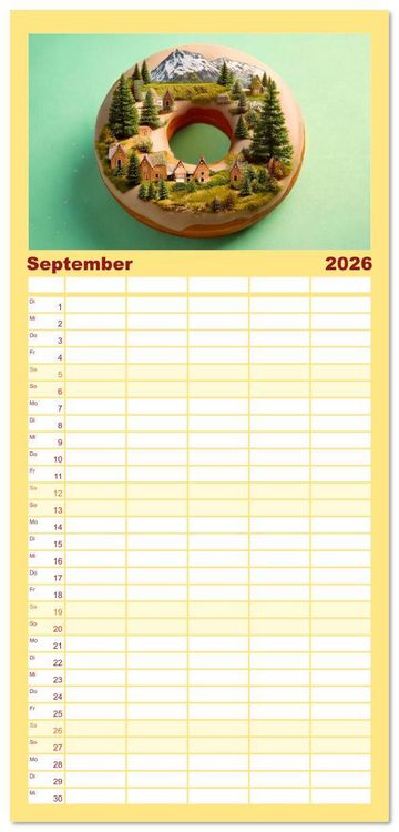 Produktbild: Familienplaner 2026 - Donuts - Eine Reise durch die Jahreszeiten mit 5 Spalten (Wandkalender, 21 x 45 cm) CALVENDO