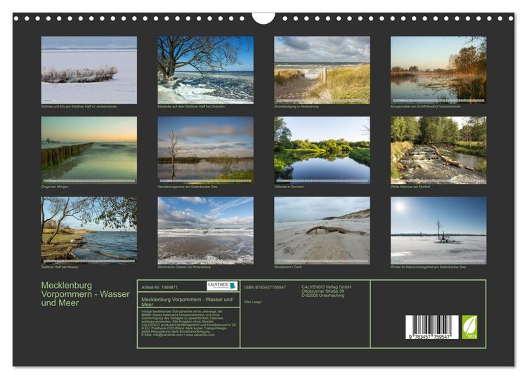 Produktbild: Mecklenburg Vorpommern - Wasser und Meer (Wandkalender 2026 DIN A3 quer), CALVENDO Monatskalender