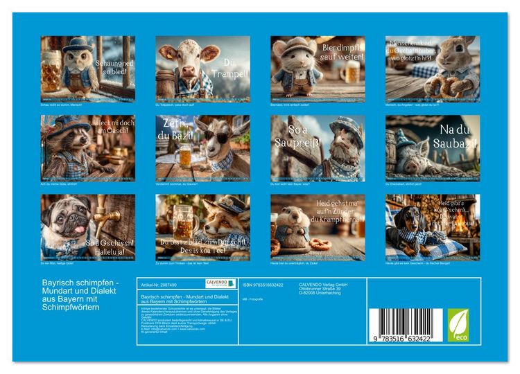 Produktbild: Bayrisch schimpfen - Mundart und Dialekt aus Bayern mit Schimpfw&ouml;rtern (Wandkalender 2026 DIN A4 quer), CALVENDO Monatskalender